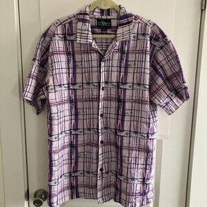 Steve Harvey Mens Shirt Size XXL Celebrity Edition Purple Linen Blend Abstract